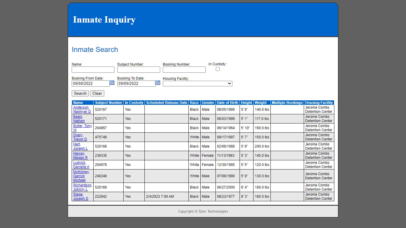 Inmate Search